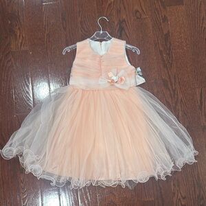Peach Tulle Kids Formal Dress